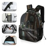 yanfind Children's Backpack  Street Plant City Lights Downtown Evening Travel  Light Buildings Urban Preschool Nursery Travel Bag