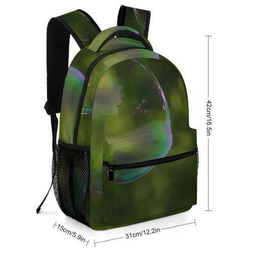 yanfind Children's Backpack  Soap Park Shining Ball Grass Childhood Glass Outdoor Outdoors Abstract Round Preschool Nursery Travel Bag