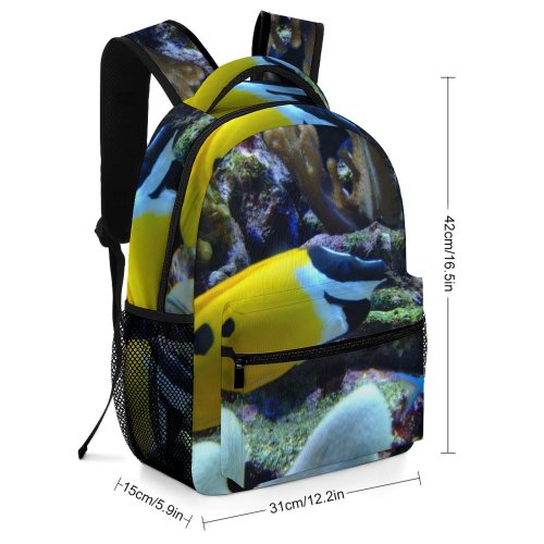 yanfind Children's Backpack Fish Coral Ocean Corals Reef Vertebrate Underwater Marine Biology Pomacanthidae Organism Preschool Nursery Travel Bag