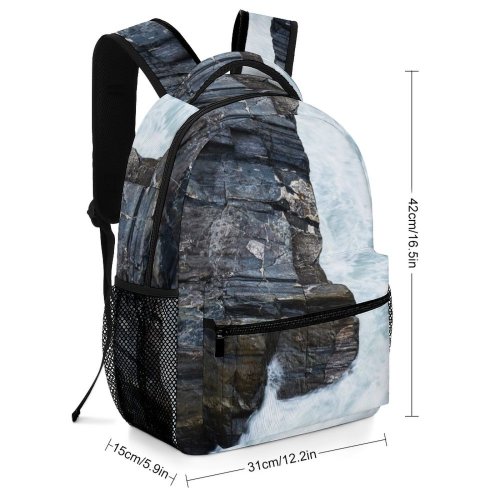 yanfind Children's Backpack Cliff Outdoors Ocean Sea Rock Promontory Grey  Coast Shoreline River Waterfall Preschool Nursery Travel Bag