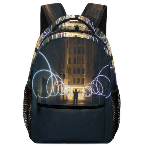 yanfind Children's Backpack Gleam Dynamic Street Beautiful Dark Design Shiny Highlight Lamp Inventive Pavement Preschool Nursery Travel Bag