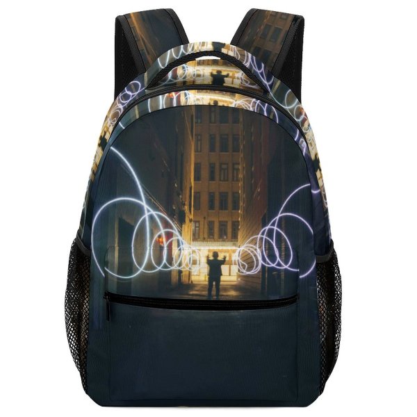 yanfind Children's Backpack Gleam Dynamic Street Beautiful Dark Design Shiny Highlight Lamp Inventive Pavement Preschool Nursery Travel Bag