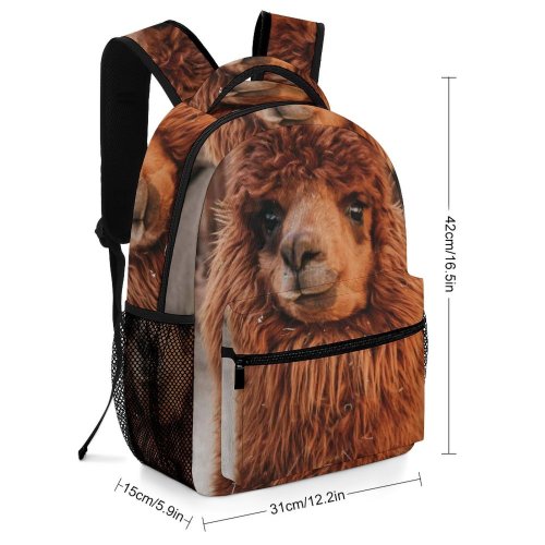 yanfind Children's Backpack Cute Farm Focus Fur Domesticated Llama Wildlife Wool Preschool Nursery Travel Bag