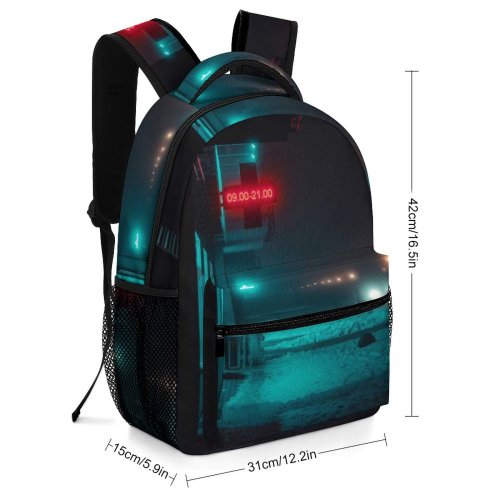 yanfind Children's Backpack  Winter Street City Dark Illuminated Evening Travel Energy Light Snow Building Preschool Nursery Travel Bag