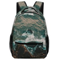 yanfind Children's Backpack Bay Mockup Rocky Top Oceanside  Ripples Outdoors Seashore Stones Shot Shore Preschool Nursery Travel Bag