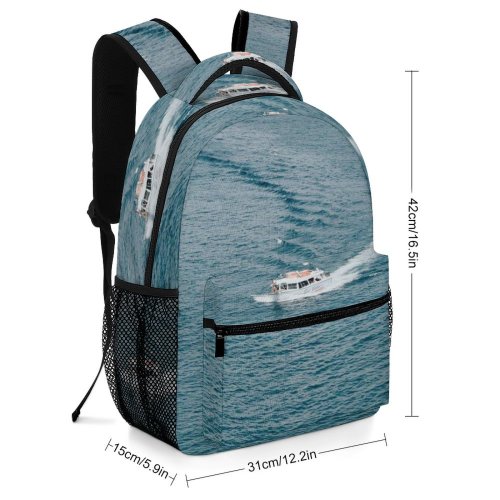 yanfind Children's Backpack Above From Boat Transportation Sea Watercraft System Motorboat Ocean  Bird's Aerial Preschool Nursery Travel Bag