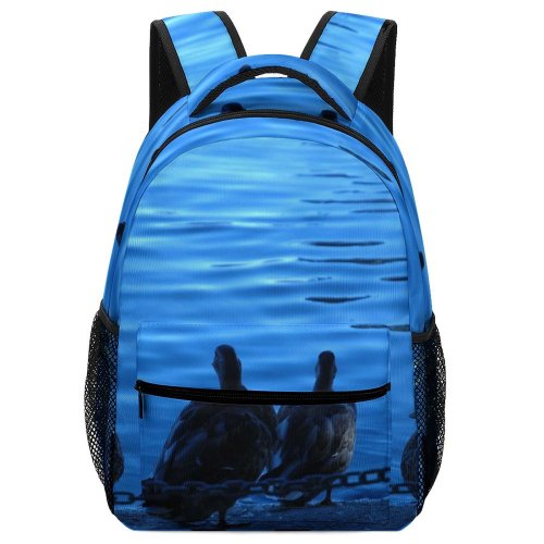yanfind Children's Backpack Duck Ducks Pond Silhouette Dark Night Park Lake Watching Bird Sky Beak Preschool Nursery Travel Bag