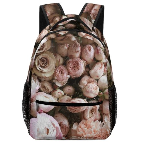 yanfind Children's Backpack Festive Foliage Dianthus Elegant Floral Botany Bouquet Plant Pastel Romance Peony Preschool Nursery Travel Bag