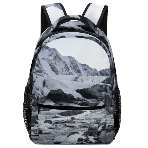 yanfind Children's Backpack Frozen Winter Rocky Landscape Daylight Hike Travel Snow River Outdoors Preschool Nursery Travel Bag