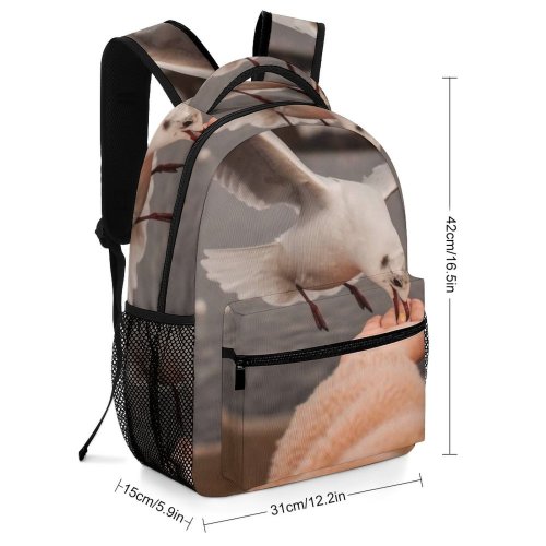 yanfind Children's Backpack Freedom Sand Sunset Seagulls Travel Beach Wildlife Outdoor Outdoors Seashore Feed Preschool Nursery Travel Bag