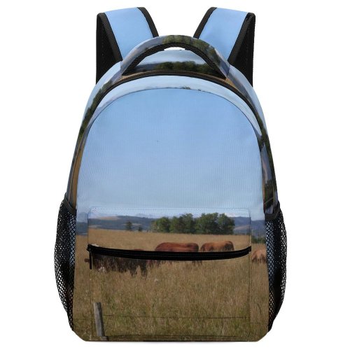 yanfind Children's Backpack Cattle Cow Field Grassland Outdoors Countryside Farm Rural Pasture Meadow Ranch Grazing Preschool Nursery Travel Bag