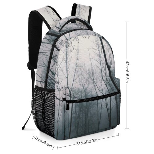 yanfind Children's Backpack Fog Outdoors Mist Atmosphere Dark Spooky Moody Car Forest Tree Grey Stock Preschool Nursery Travel Bag