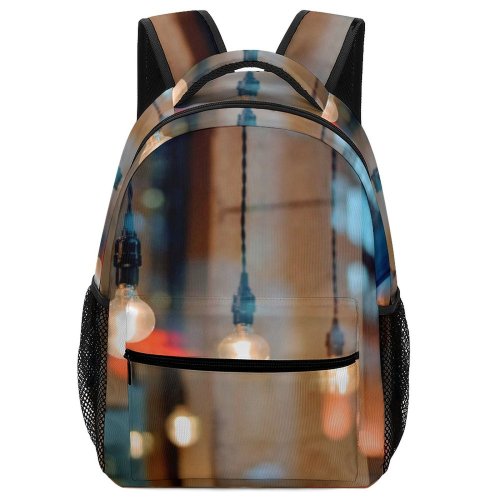 yanfind Children's Backpack  Bokeh Glass Evening Lamps City Dark Hanging Light Illuminated Bulb Architecture Preschool Nursery Travel Bag