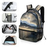 yanfind Children's Backpack Dark Heavy Clouds Sunset Landscape Evening Travel Beach Boat Outdoors Scenic Preschool Nursery Travel Bag