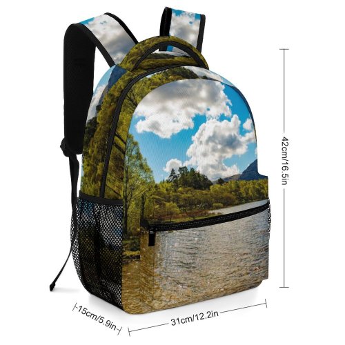 yanfind Children's Backpack Grass Landscape Daylight Mountains Sky Outdoors Forest Scenic Trees Woods Lake Clouds Preschool Nursery Travel Bag