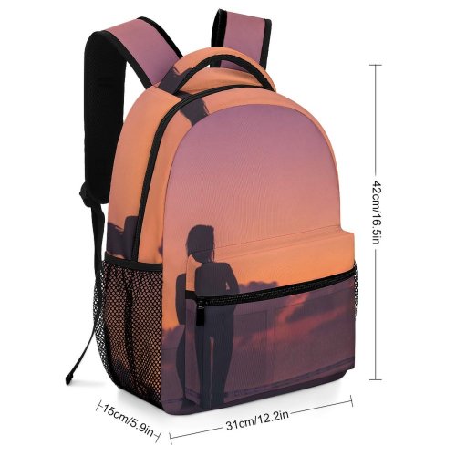 yanfind Children's Backpack Backlit Carleigh Golden Sunset Landscape Evening Pier Travel Leisure  Beach Preschool Nursery Travel Bag