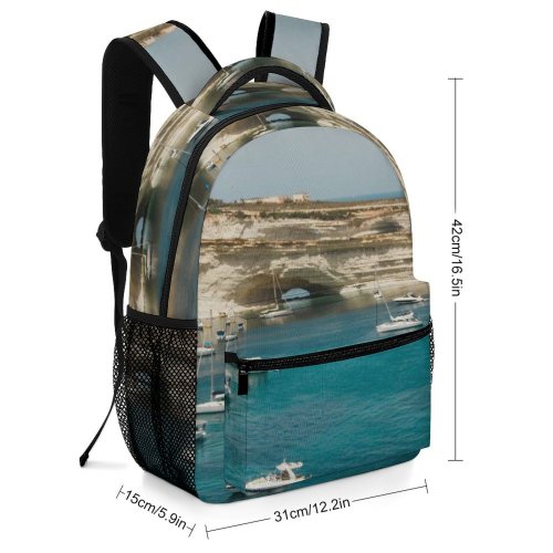 yanfind Children's Backpack Bay Boats Tourism Yacht Vacation Daylight Travel Island Beach Sailboats Transportation Outdoors Preschool Nursery Travel Bag