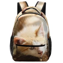 yanfind Children's Backpack Beige Pet Pictures Kitten Cat Images Manx Preschool Nursery Travel Bag