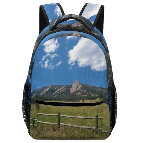 yanfind Children's Backpack Distance Field Hill Grass Beauty Fence Rural Plant  Outdoors Preschool Nursery Travel Bag