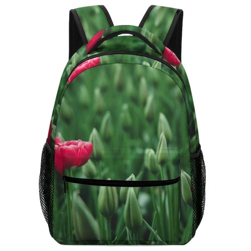 yanfind Children's Backpack  Focus Stand Flowers Different Depth Botanical Field Bed Tulip Growth Blooming Preschool Nursery Travel Bag