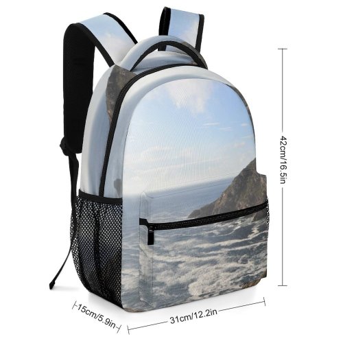 yanfind Children's Backpack Cliff Outdoors Fisterra Promontory Coast Ocean Sea Faro De Spain Cape Finisterre Preschool Nursery Travel Bag