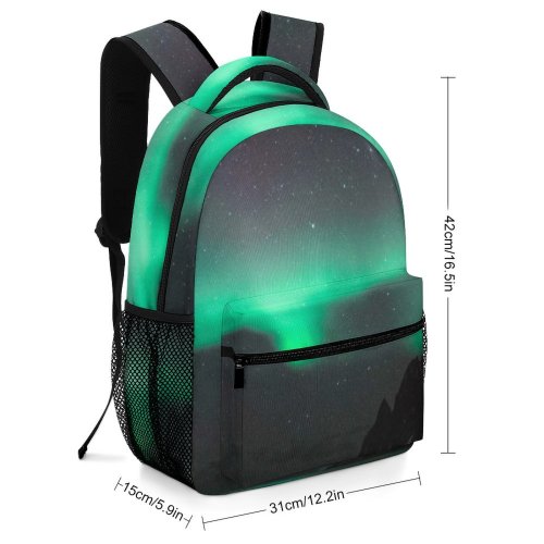 yanfind Children's Backpack Dark Lights Scenery Clouds Landscape Mountains Evening Nightsky Snow Northern Astronomy Outdoors Preschool Nursery Travel Bag
