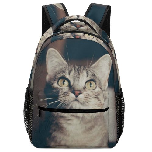 yanfind Children's Backpack Nose Pet Ears Pictures Grey Kitten Gato Free Whiskers Cat Preschool Nursery Travel Bag