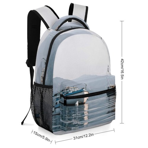 yanfind Children's Backpack Bay Landscape Boats Daylight Mountains Sky Transportation Sea Outdoors System Seashore Ocean Preschool Nursery Travel Bag