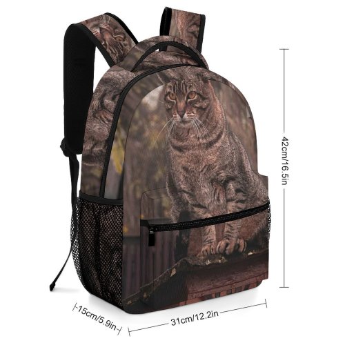 yanfind Children's Backpack Outdoors Daylight Cat Eyes Tree Face Pet Fur Whiskers Letterbox Preschool Nursery Travel Bag