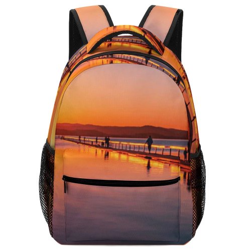 yanfind Children's Backpack Golden H Afterglow Sunset Evening Light Beach Scenic Hour Sundown O Preschool Nursery Travel Bag