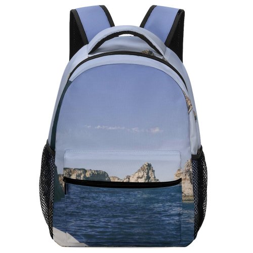 yanfind Children's Backpack Bay Landscape Formation Boat Lifebuoy Travel Sea Outdoors Portugal Scenic Vacation Beach Preschool Nursery Travel Bag