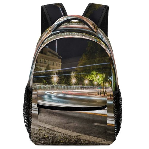 yanfind Children's Backpack Expressway Street City Dark Time Movement Lights Downtown Lapse Fast Traffic Preschool Nursery Travel Bag