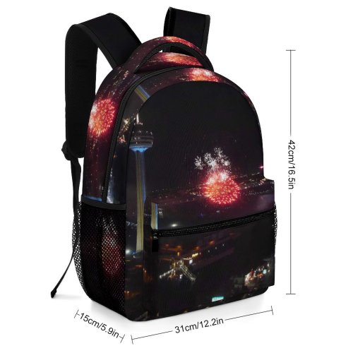 yanfind Children's Backpack Fireworks Niagara Falls Skylon Night Time Waterfall Landmark Sky Midnight City Preschool Nursery Travel Bag