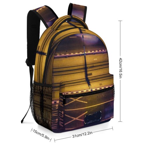 yanfind Children's Backpack Dark Time Illuminated Lights Lapse Lines Roads Evening Highway Tram Urban Transportation Preschool Nursery Travel Bag