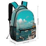 yanfind Children's Backpack Bay Boats Tourism Vacation Cable Clouds Port Daylight Pier Travel  Harbour Preschool Nursery Travel Bag