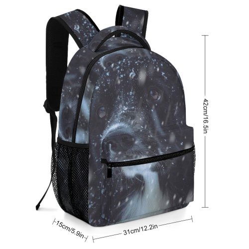 yanfind Children's Backpack Grey Dog Pet Outdoors Snow Winter Vendryně Czechia Blizzard Storm Cocker Spaniel Preschool Nursery Travel Bag