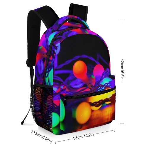 yanfind Children's Backpack Dark Lights Colorful String Round Bulbs Christmas Decoration Night Glowing Glisten Preschool Nursery Travel Bag