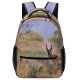 yanfind Children's Backpack Grassland Outdoors Landscape Daylight Deer Bushes Park Grass Horns Wild Daytime Wildlife Preschool Nursery Travel Bag