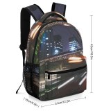 yanfind Children's Backpack  Street City Dark Time Guidance Lights Lapse Fast Evening Light Buildings Preschool Nursery Travel Bag