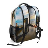 yanfind Children's Backpack Golden Scenery Clouds Cloudiness Peaceful Waters Boat Tranquil Transportation Hour Outdoors Preschool Nursery Travel Bag