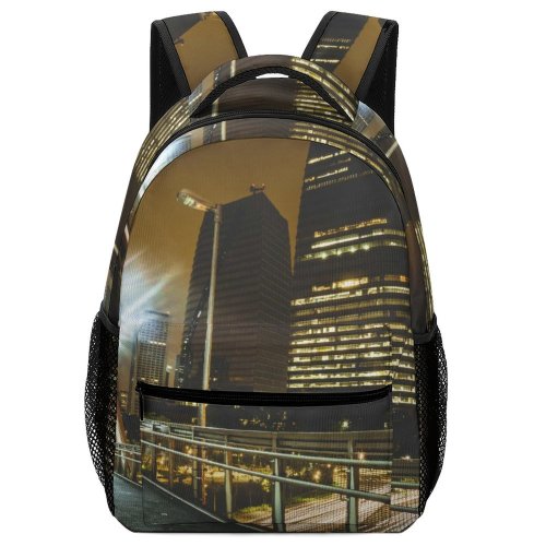 yanfind Children's Backpack  Street City Time Lights Downtown Lapse  Cityscape Sunset Traffic Evening Preschool Nursery Travel Bag