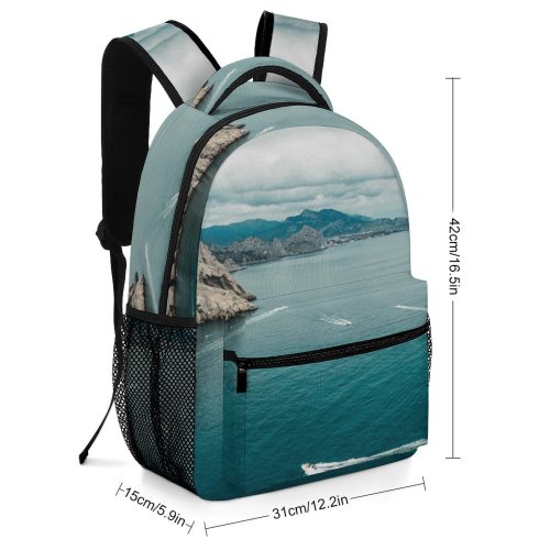 yanfind Children's Backpack Bay Landscape Boat Summer Travel Ocean Island Sea Seascape Seashore Beach Lake Preschool Nursery Travel Bag