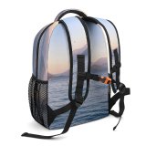 yanfind Children's Backpack Bay Sunset Landscape Daylight Travel  Island Beach Sail Watercrafts Boat Transportation Preschool Nursery Travel Bag