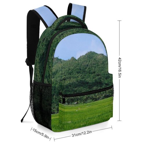 yanfind Children's Backpack Countryside Plant Creative Rice Farm Pictures Grassland Outdoors Farmer Grey Village Preschool Nursery Travel Bag