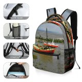 yanfind Children's Backpack Fish Boat Sea Fishing Boats Sand Morecambe Bay Beach Transportation Vehicle Preschool Nursery Travel Bag