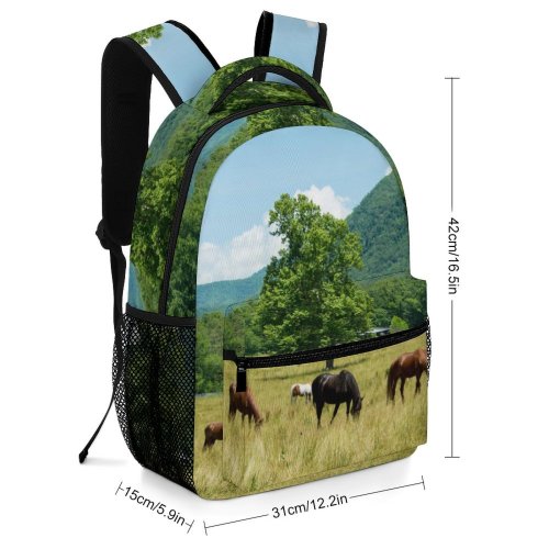 yanfind Children's Backpack Grassland Outdoors Horse Countryside Farm Grazing Meadow Pasture Ranch Rural Cattle Cow Preschool Nursery Travel Bag