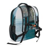 yanfind Children's Backpack Formation Landscape Boat Sea Watercraft Ocean Rock Cliff Preschool Nursery Travel Bag