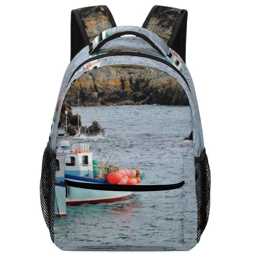 yanfind Children's Backpack Bay Landscape Boat Transportation Sea Outdoors Seascape System Watercraft Ocean Preschool Nursery Travel Bag