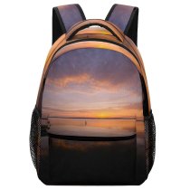 yanfind Children's Backpack Backlit Skyscape Clouds Sunset Landscape Evening Light Beach  Boat Silhouetted Outdoors Preschool Nursery Travel Bag