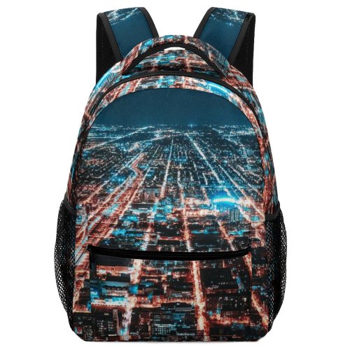 yanfind Children's Backpack From Citylights Evening Chicago Urban City Buildings Lights Night Illuminated Cityscape Above Preschool Nursery Travel Bag